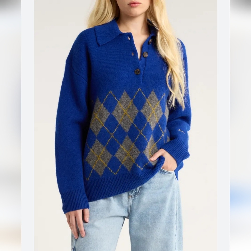 NWOT DAMSON MADDER SASKIA SLOUCHY WOOL RUGBY CARDIGAN